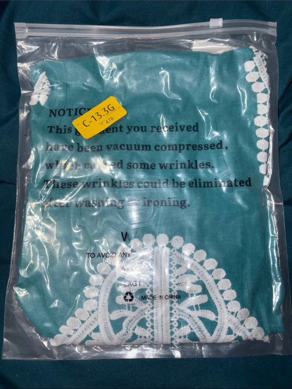 EKOUAER Teal Cover-Up with White Lace Trim